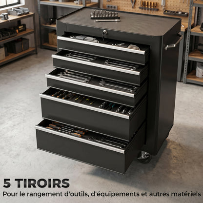 Chariot 5 tiroirs - roulettes