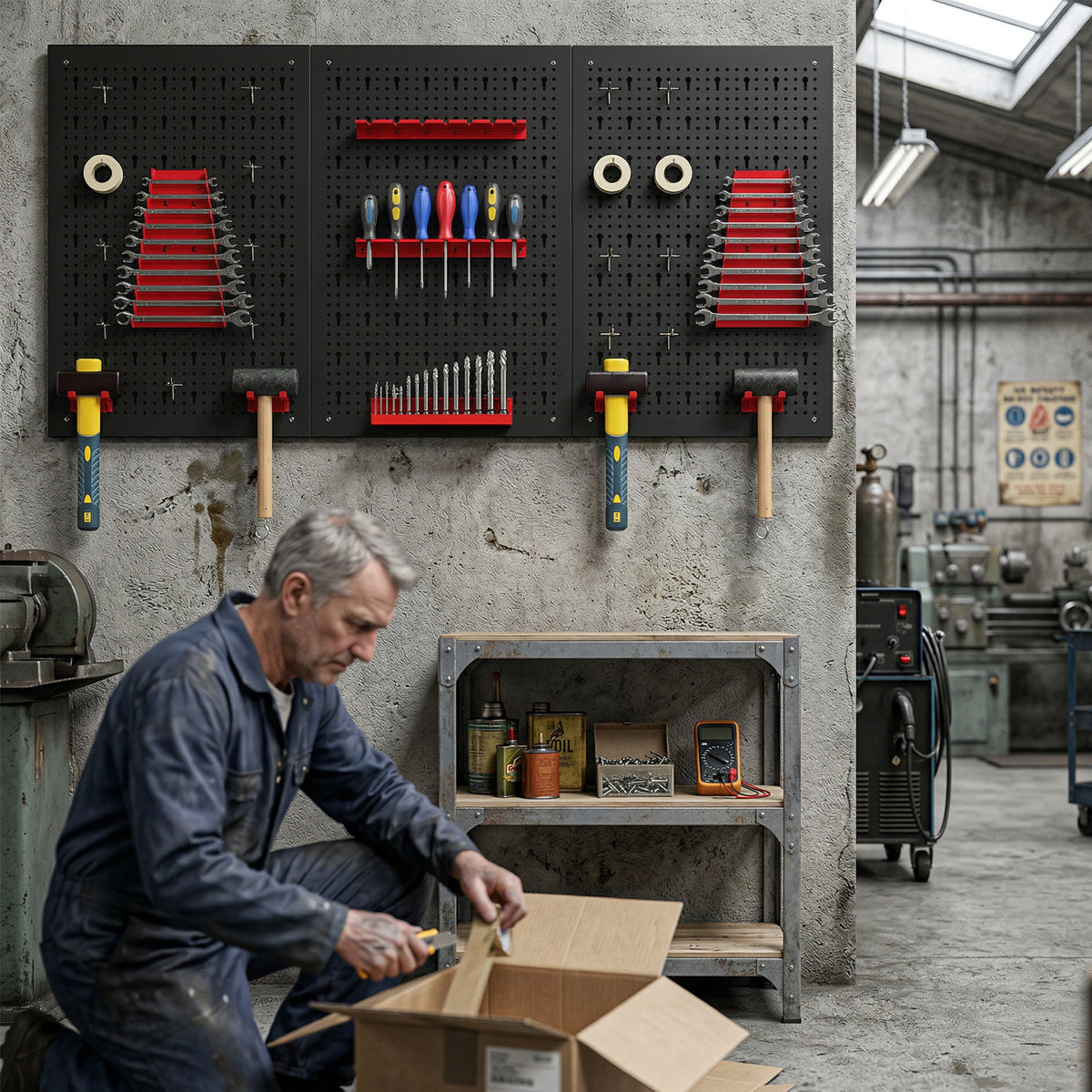 Panneau perforé mural en situation garage