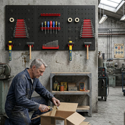 Panneau perforé mural en situation garage