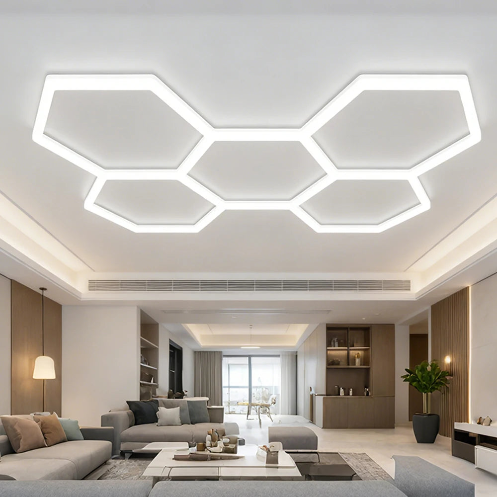 Lampe LED hexagonale - fixation plafond