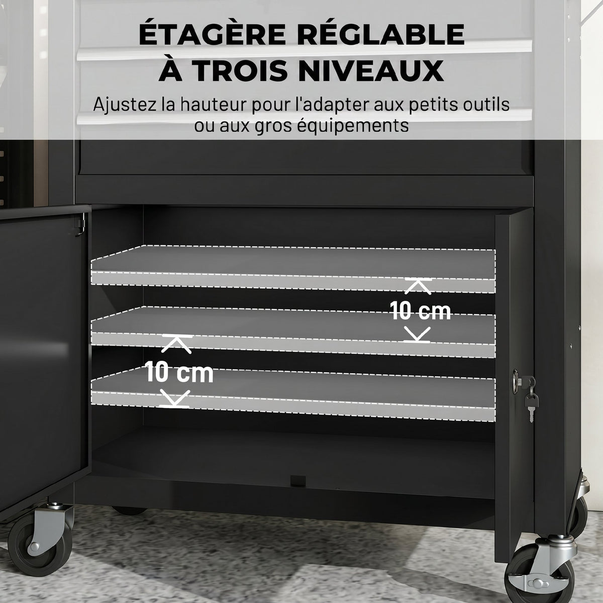 Servante 3 tiroirs - roulettes