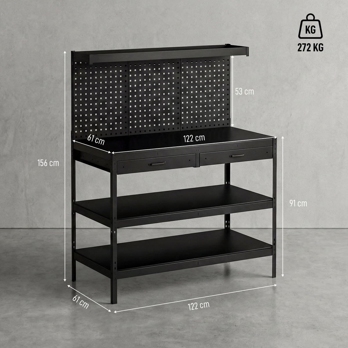 Établi d'atelier - tiroirs