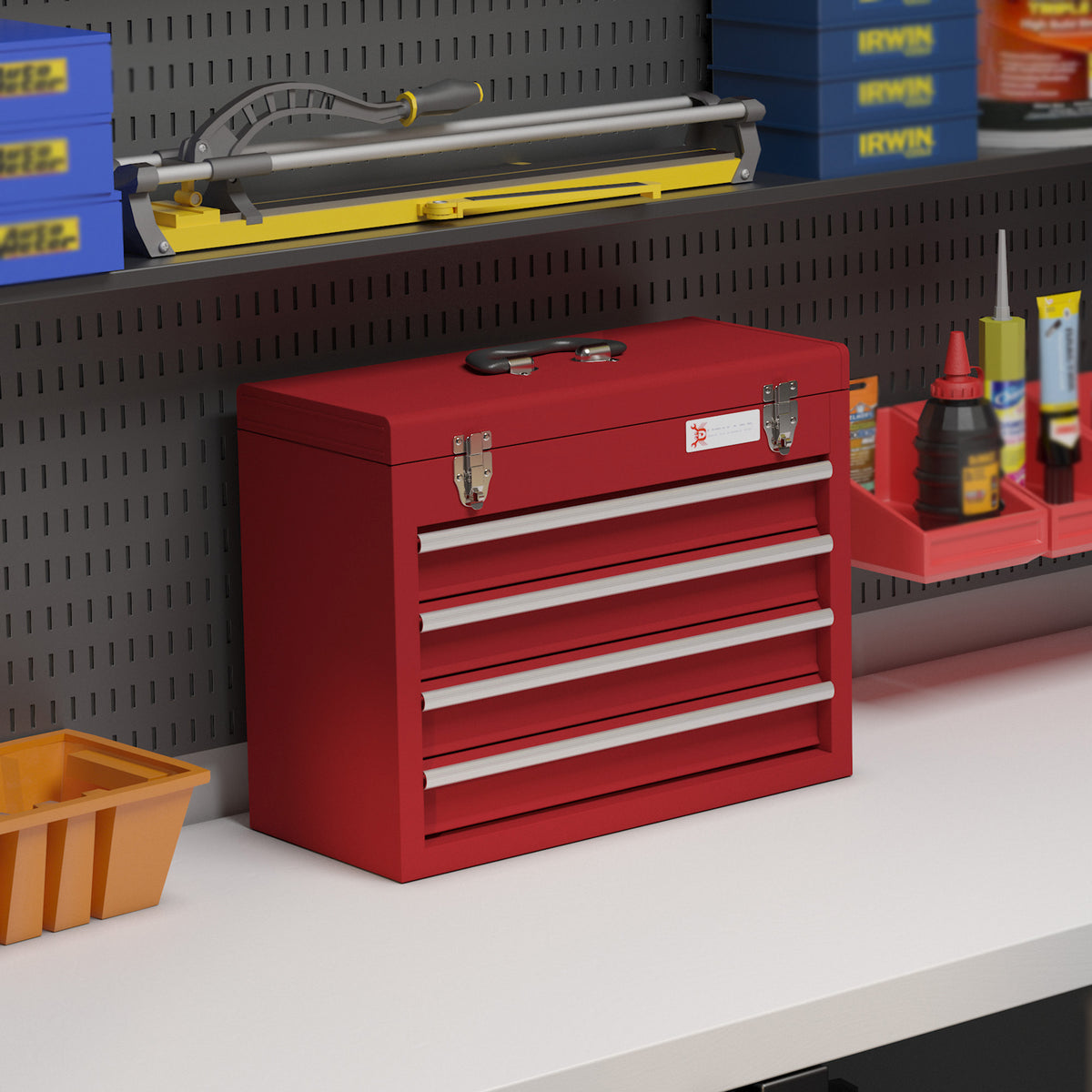 Boîte à outils rouge - vue détaillée