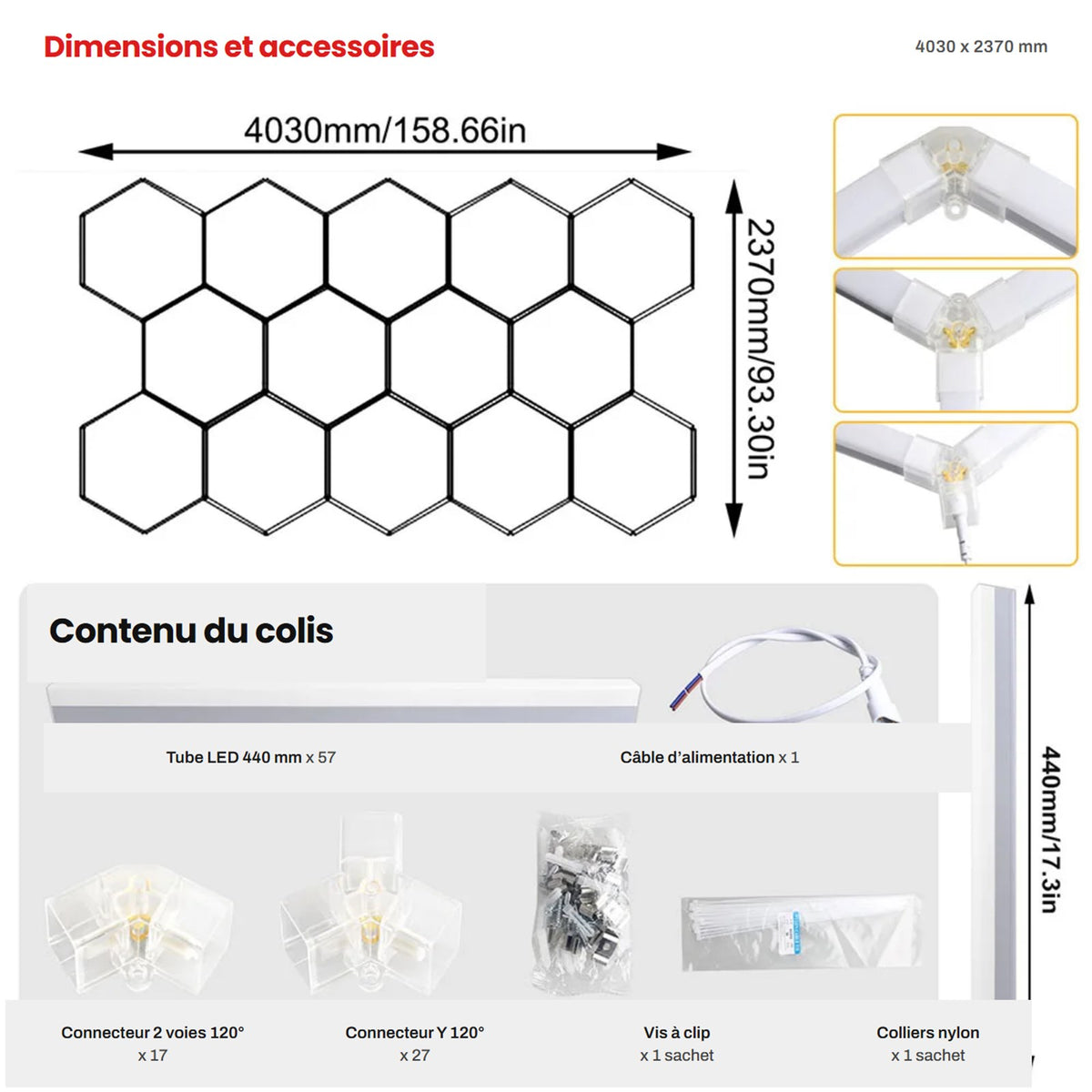 Dimensions et contenu du colis, 14 modules
