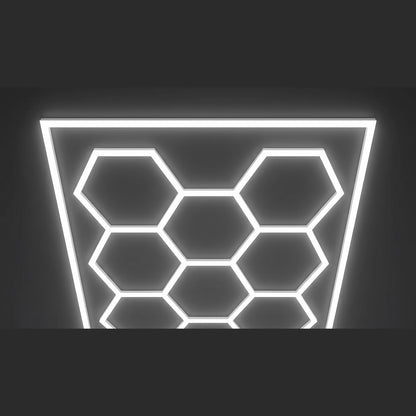 Eclairage hexagonal 14 modules, cadre lumineux blanc