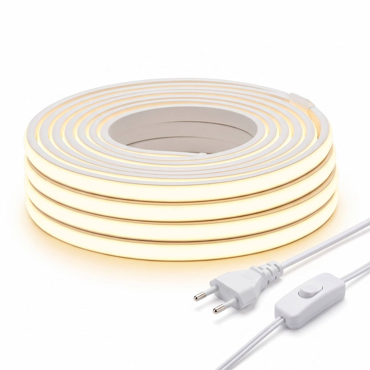 Bande LED COB 220V blanc chaud avec prise secteur et interrupteur