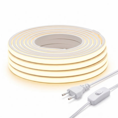 Bande LED COB 220V blanc chaud avec prise secteur et interrupteur