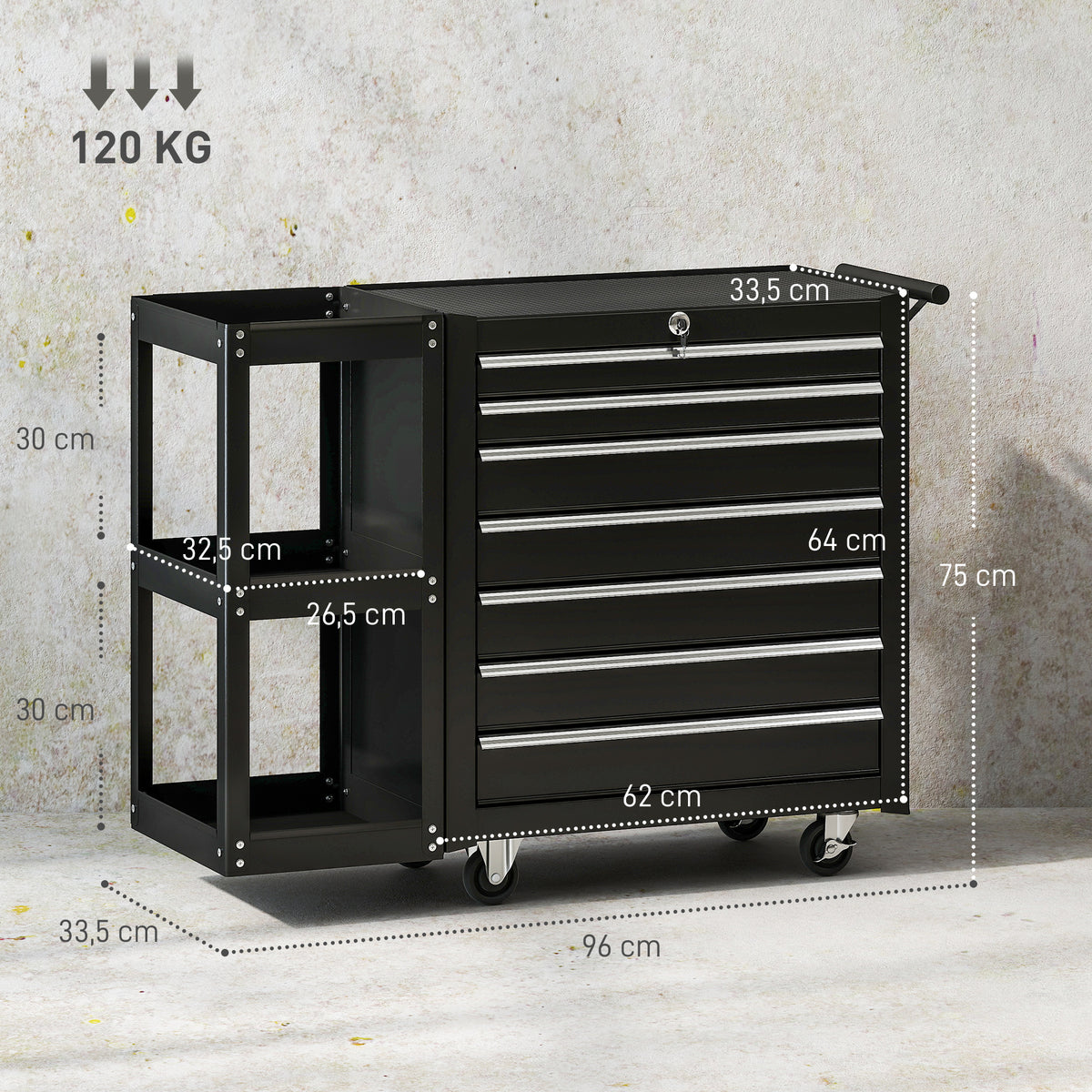 Servante 7 tiroirs - roulettes